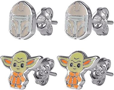 Disney Star Wars The Mandalorian The Child Silver Plated Stud Earring Set, Official License