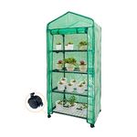 Grandhom Mini Greenhouse,4 Tier Small Portable Greenhouses Kit with Caster Wheels and Roll-up Zipper PE Cover,Green House for Indoor Outdoor Seedling and Plant Growing (70x50x165cm),Green