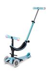 Micro Kickboard - Mini2Grow Deluxe Magic with Light-up Handlebars and LED Wheels, Convertible Ride-on Scooter (Light Blue)