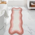 HAOCOO Bathroom Runner Rugs 18x47 inch, Non-Slip Long Bathroom Rug Cute Bath Mat, Soft Luxury Shower Mat Microfiber Machine Washable Pink Rug Runner Floor Mat Carpet for Bath Sink Tub Shower