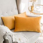 Khooti Velvet Cushion Covers Pack of 3-17" x 27" / 43 x 69 cm - Gold - Soft Pillow Covers Cushion Case for Sofa Bedroom Livingroom Chair Car, Cushion Cover