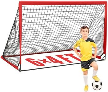 KTRIO 6x4 ft Soccer Goal for Backyard, Portable Soccer Net, Large Foldable Soccer Goals with Carry Bag for Kids Youth Teens Sports, Red 2pack