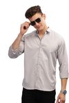 Blue Squad Men's Satin Slim Fit Shirt | Modern Tailored Design Solid Shirt (Smokey Grey, Size: M)