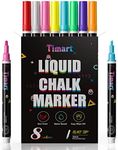 Timart Liquid Chalk Markers, 3mm Fine Tip Chalk Pens, 8 Colors Washable Window Markers for Chalkboard, Dry Erase Marker Pens for Car, Blackboard & Bistro, Non-Toxic,Wet Erase - Reversible Tip