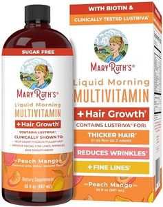 MaryRuth's Liquid Multivitamin + Lustriva® Hair Growth | Biotin 10000mcg | Vitamin D | B Vitamins | Clinically Tested for Thicker Hair, Wrinkles, Fine Lines, Skin Care | Ages 18+ | 30 Fl Oz