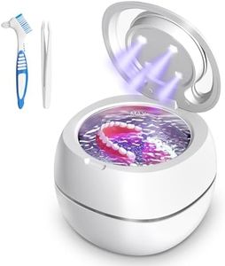 Ultraschallreinigungsgerät 48000Hz Ultraschallreiniger | 24W | 180ML | Ultrasonic Cleaner mit UV Lampe Ultraschallbad für | Zahnersatz | Retainer | Aligner | Prothesen | Zahnschiene | Schmuck | (Weiß)