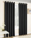 Enhanced Living Vogue Black 66 x 54 inch (168x137cm) Eyelet Thermal Noise Reducing Dim Out Curtains for Bedroom and Living Room
