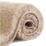 VANZAVANZU Non Slip Bath Mat Thickened Bath Rug for Bathroom Absorbent Ultra Soft Bathroom Mat Rug Fluffy Microfiber Bedside Rug Carpet Floor Mat, Quick-drying, Machine Washable - 40 x 60cm (Beige)