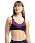 Jockey Women's Wirefree Padded Super Combed Cotton Elastane Stretch Full Coverage Racer Back Active Bra with StayFresh and Moisture Move Treatment_Style_1378_Gloxinia & Black_S