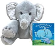 Cuddle Buds - Gift Set of Super Plush Stuffed Elephant and If Animal Kissed Goodnight Board Book for Baby showesr, brithdays, milestones, and Special Occassions.