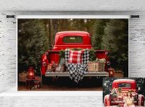 Christmas Truck Photography Backdrop Kate Santa Outdooer Camp Background Red Christmas Family Photography Prop, 7x5ft