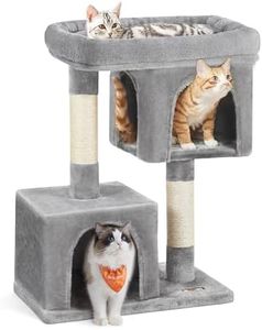 Feandrea Cat Tree, 33.1-Inch Cat Tower, L, Cat Condo for Large Cats up to 16 lb, Large Cat Perch, 2 Cat Caves, Scratching Post, Light Gray UPCT61W