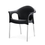 Nilkamal Mid Back Chair with Arm NS09SS | Chair for Living Room, Bed Room, Kitchen, Office Room, Outdoor|100% PolyPropylene Stackable Chair |(Iron Black)