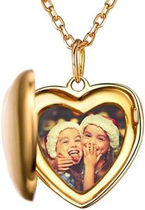 SILVERCUTE Collier Médaillon Coeur Femme Plaqué Or Pendentif Ouvrable Personnalisé avec Photo et Texte