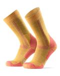 DANISH ENDURANCE Hiking Thermal Socks, Merino Wool Walking Socks, Premium Comfort Work Socks, Cushioned Blister Socks, Warm Winter Socks, for Men & Women, Unisex, Yellow, 6-8