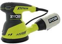 Ryobi RS290G 2.6 Amp 12,500 OPM Single Speed 5 Inch Hook and Loop Corded Random Orbit Sander w/ 3 Pads and Dust Bag