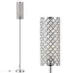 Crystal Floor Lamp for Bedroom Silver, Living Room Floor lamps with Bulb, Modern Tall Lamp for Bedroom, Glam Standing Light for Girls Bedroom, Minimalism Pole Corner Lamp for office, Dorm Hotel