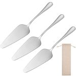 AMOLEY 3 Pieces Cake Slice and Pie Server, Stainless Steel Cake Slicer and Server Cake Cutter with Serrated Edges for Kitchen, Party and Wedding