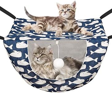 JSPYFITS Cat Cage Hammock with Ball,Double Layer Hanging Adjustable Soft Pet Bed Suit for Kitten Ferret Puppy Rabbit or Small Pet, 2 Level Indoor Bed for All Season(Blue Whale)