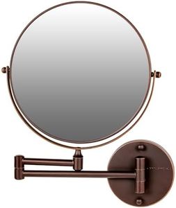 Ovente 9" Wall Mounted Makeup Mirror with 1X/10X Magnification, Double Sided Magnifying Round Bathroom Vanity Mirror, 360° Swivel Design, Extendable and Folding Arm, Antique Bronze MNLFW90ABZ1X10X