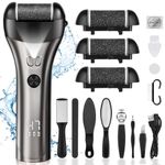 Lychico Electric Foot File Hard Skin Remover, Rechargeable Waterproof Callus Remover Foot Care Utensil, Professional Pedicure Tools for Hard Cracked Dry Dead Skin