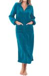 Alexander Del Rossa Long Zip Up Robes for Women, Plush Zipper Robes for Women Plus Size, Housecoats for Women Zipper Front, Turquoise, 3X