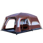 Nasmodo 3-12 Person Camping Tent for Adults Waterproof Outdoor Dome Camping Tent for Travel Picnic Hiking Trekking Portable Big Dome Tent House Inflatable Tent for Camping(S-330 * 210 * 185cm, BROWN)