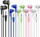 Bulk Earbuds Headphones 10 Pack Multi Colored for School Classroom Students Kids Child Teen (Multicolor)