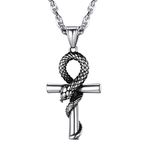 Black Anubis God of Death Necklace Egyptian Protection Jewelry Stainless Steel Ankh Cross of Life Amulet Pendant Charm for Men Women