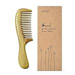 EQLEF Green Sandalwood Wide-tooth Natural comb, Large Sandal Wood Hair Comb Wooden Comb Anti Static Combs