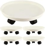 5 Packs Extra-large Plant Caddy with Wheels 15" Rolling Plant Stands Heavy-duty Plant Dolly Plastic Planter Roller Base Pot Movers Plant Saucer on Wheels Indoor Outdoor Plant Tray Coaster, Matte White