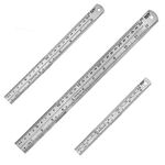 Bestgle 3PCS Stainless Steel Office Ruler Set Straight Edge Measuring Tool 12 Inch & 8 Inch & 6 Inch Metric and Imperial Precision Metal Rulers Kit for Engineering & Teaching & Office