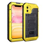 Beeasy Case Compatible with iPhone 11 Yellow, Waterproof Shockproof Tough Heavy Duty, Built-in Screen Protector 360 Degree Full Body Military Protective, Metal Rugged Cover for Outdoor Sport