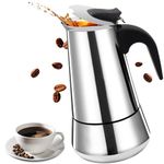 Vaolvpant 2 Cup Moka Pot Percolator Italian Coffee Maker 100ml Stovetop Espresso Mocha Stainless Steel Greca Coffee Maker Classic Cafe Makers Suitable for Induction Cookers Ceramic Stoves Tummy