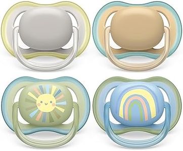 Philips Avent Ultra Air Soother - 4 x Light, Breathable Baby Soothers for Babies Aged 0-6 Months, BPA Free with Steriliser Carry Case (Model SCF085/65)