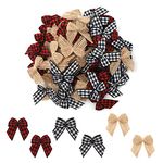 60pcs Gingham Bows for Christmas Tree Mini Buffalo Plaid Bows for Burlap Ribbon Crafts Christmas Decorations Accessories for Wreath Ornaments Garland(3 Styles)