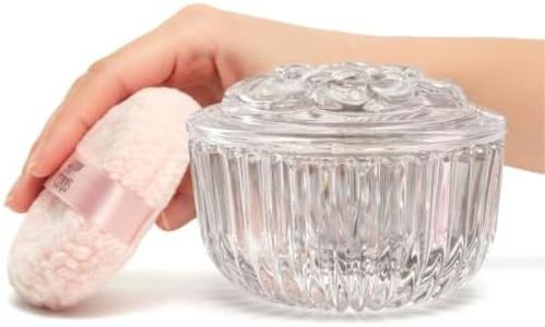 HAPPY CURVES Luxurious Glass Container with Dusting Powder Puff for Women