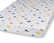 100% Cotton Fitted Crib Sheet - Premium Baby Bedding - Soft, Breathable & Durable (Airplanes)