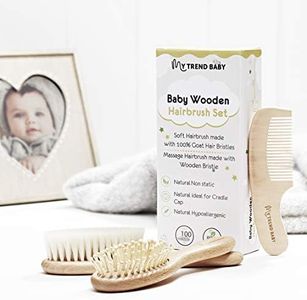 Ensemble de 3 brosses à cheveux et peignes My Trend Baby pour nouveau-nés, bébés, tout-petits et jeunes enfants| brosses naturelles à poils de chèvre