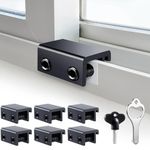 Window Locks for Sliding Windows(6 Sets)-Sliding Window Security Lock with Keys-Window Locks for Up and Down Windows-Easy Installation Without Drilling-Adjustable Aluminum Sliding Door Lock(Black)