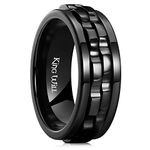 King Will Mens Boys Black Gear Spinner Rings Stainless Steel Fidgets Two Black Gear Fidget Ring Anxiety Ring For Men Women Toy Stress Free Cool Wedding Band 13