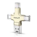 Clickfree™ PRO 64GB USB 3.0 MFi-Certified Photo and Video Saver for iPhone/Android/iPad/Mac Universal Phone Flash Drive-Lightning-USB-Photo Stick Storage Thumb Drive (Metallic Gold)