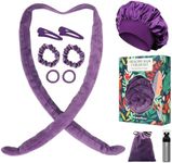 Gwabee Hair Curlers to Sleep In, No Heat Curling Headband, Soft Overnight Curls Headband with Satin Bonnet, Non Heat Hair Curler Rollers Wrap Set for Women Girl Long Hair, 10 PCS with Gift Box -Purple