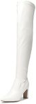 DREAM PAIRS Women's Sdob2303w Over The Knee Stretch Thigh High Boots Chunky High Heels Pointed Toe Long Fall Boots, White Pu, Size 6