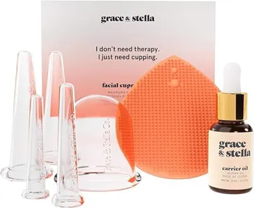 Facial Cupping (7-Pc Set) - Face Cupping Set - Facial Suction Cups With Jojoba Oil & Cleansing Brush To Reduce Appearance Of Fine Lines - Face Suction Cup Set For Lymphatic Drainage by grace & stella