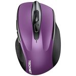 TECKNET Bluetooth Mouse, Rechargeable Bluetooth Wireless Mouse(Tri-Mode: BT 5.0/3.0+2.4G), 4800DPI Adjustable, Silent Ergonomic Wireless Mouse for Laptop PC Computer, Windows Mac OS,6 Buttons (Purple)