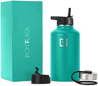 Iron Flask Sports Water Bottle - 64 Oz ,3 Lids (Straw Lid),Vacuum Insulated Stainless Steel, Modern Double Walled, Simple Thermo Mug, Hydro Metal Canteen (Aquamarine)