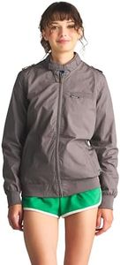Members Only Women's Classic Iconic Racer Jacket | Slim Fit | Timeless Style | Comfortable and Versatile (Grey, Large)
