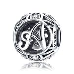 LaMenars Letter Dangle Bead Charms Initial Alphabet A-Z 925 Sterling Silver Zirconia fits European Charm Bracelets & Necklaces