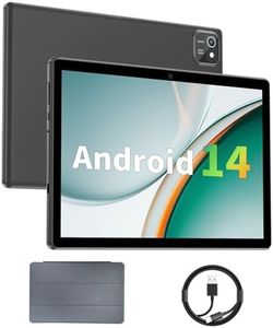 Tablet 10 inch Android 14 Tablets, 6GB RAM 64GB ROM 1TB Expand, Quad-Core Processor, 1280x800 LCD Touch Screen, WiFi 5, Dual Camera, BT5.0, 6000mAh Battery (Black)
